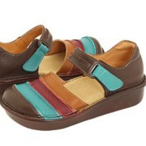 Spring Step Bumblebee Brown Multi colored Leather Mary Jane Sandals, Women's 37